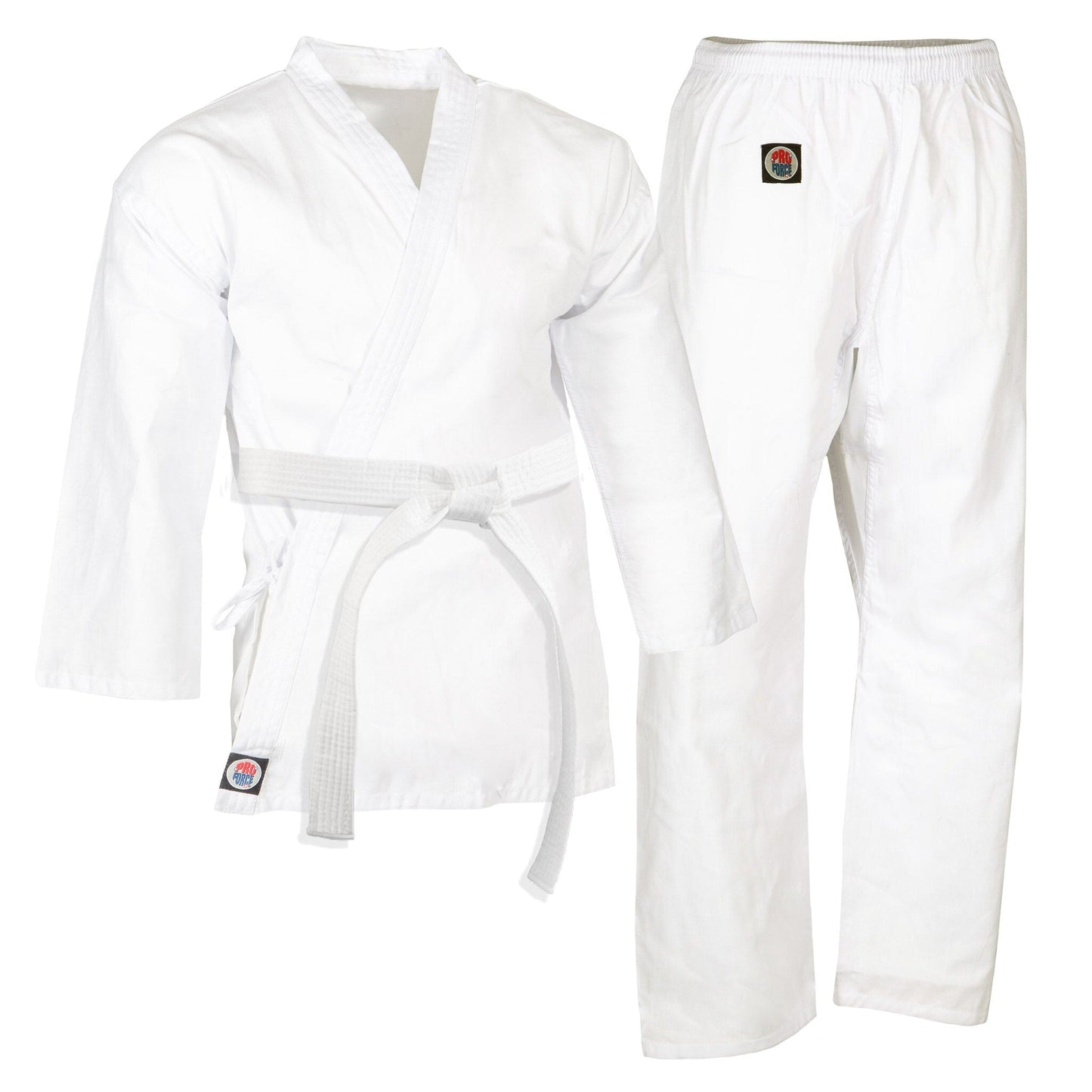ProForce® Basic Karate Uniform (Elastic Drawstring w/Free Belt) 5 oz 60/40 Blend White SIZE #5