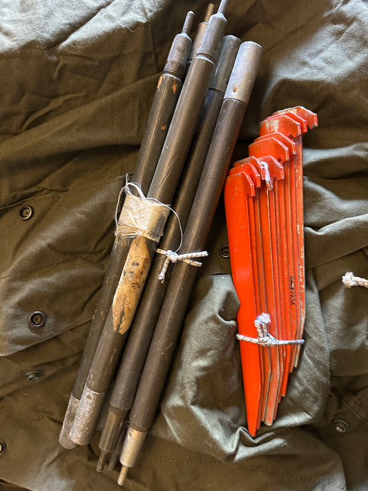 Full Shelter, military surplus (two half shelters), poles and tent stakes