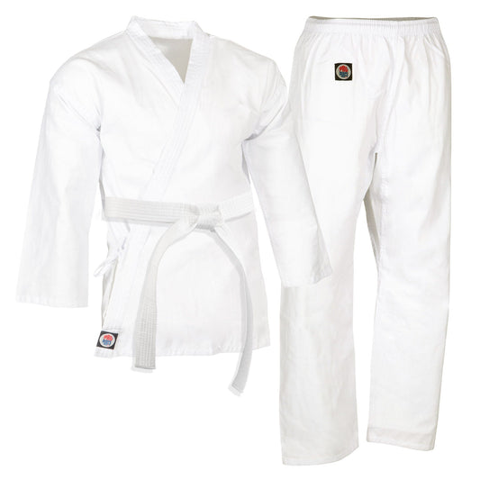 ProForce® Basic Karate Uniform (Elastic Drawstring w/Free Belt) 5 oz 60/40 Blend White SIZE #5