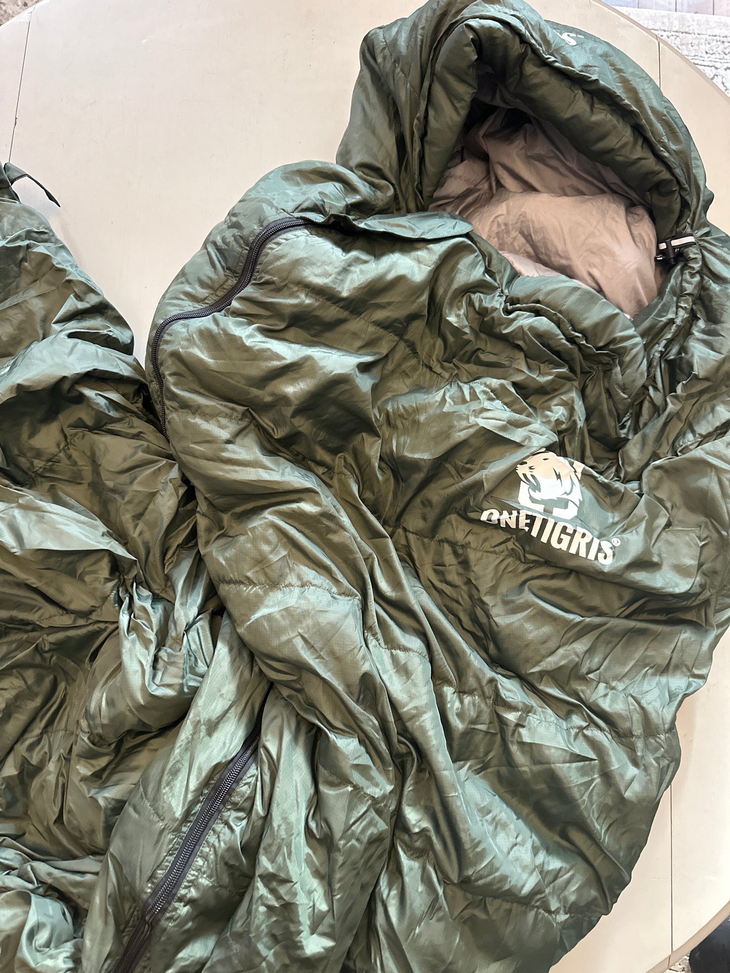 0 degree F OneTigris, down mummy sleeping bag and compression stuff sack (used)