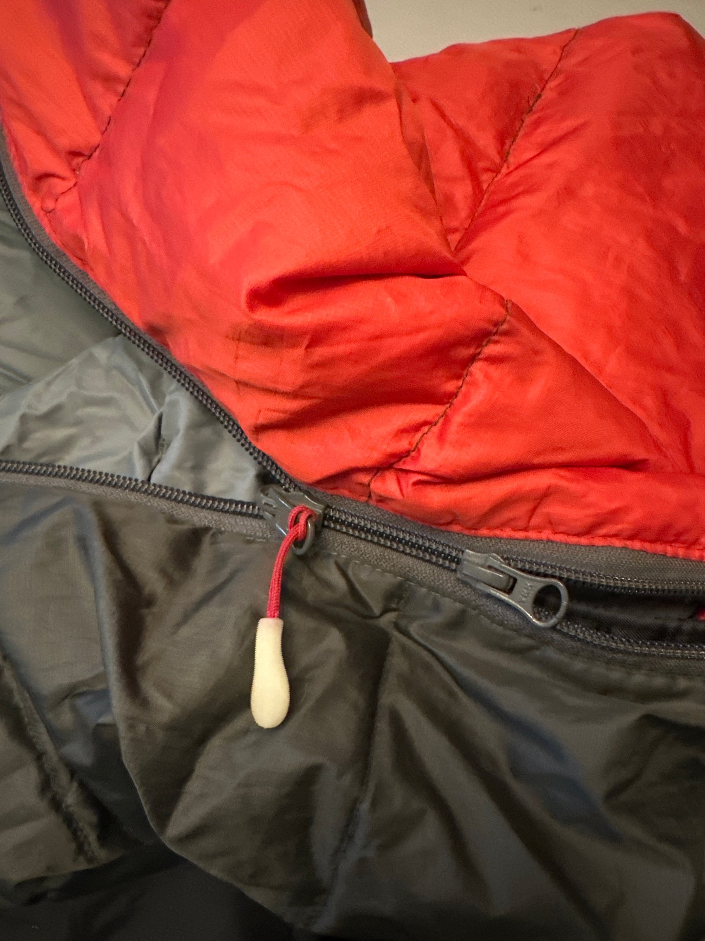 40 degree F Lafuma down sleeping bag, compression stuff sack and hang bag (used)