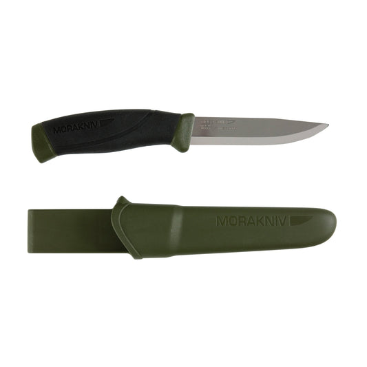 MORAKNIV Companion Fixed Blade Knife, Carbon Steel Blade, Green and Black